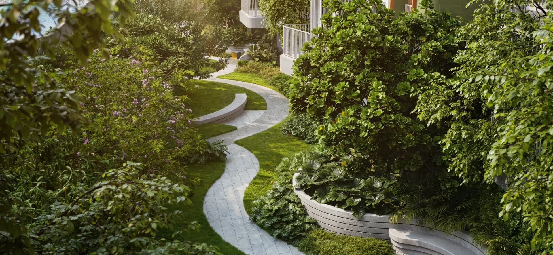 The walking track through the garden
